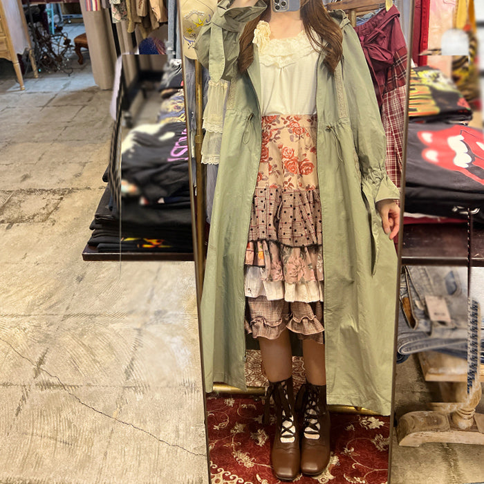 古着リメイク 手書きメッセージアイボリーロングスカート 古着リメイク 手書きメッセージアイボリーロングスカート