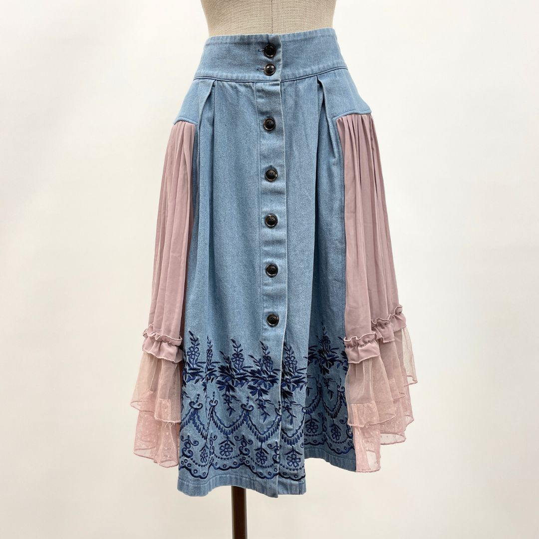 ♡新品未使用♡デニムダンガリー／リメイクロングスカート／160センチ Re:make デニム切り替えロングスカート – PASTEQIDOR