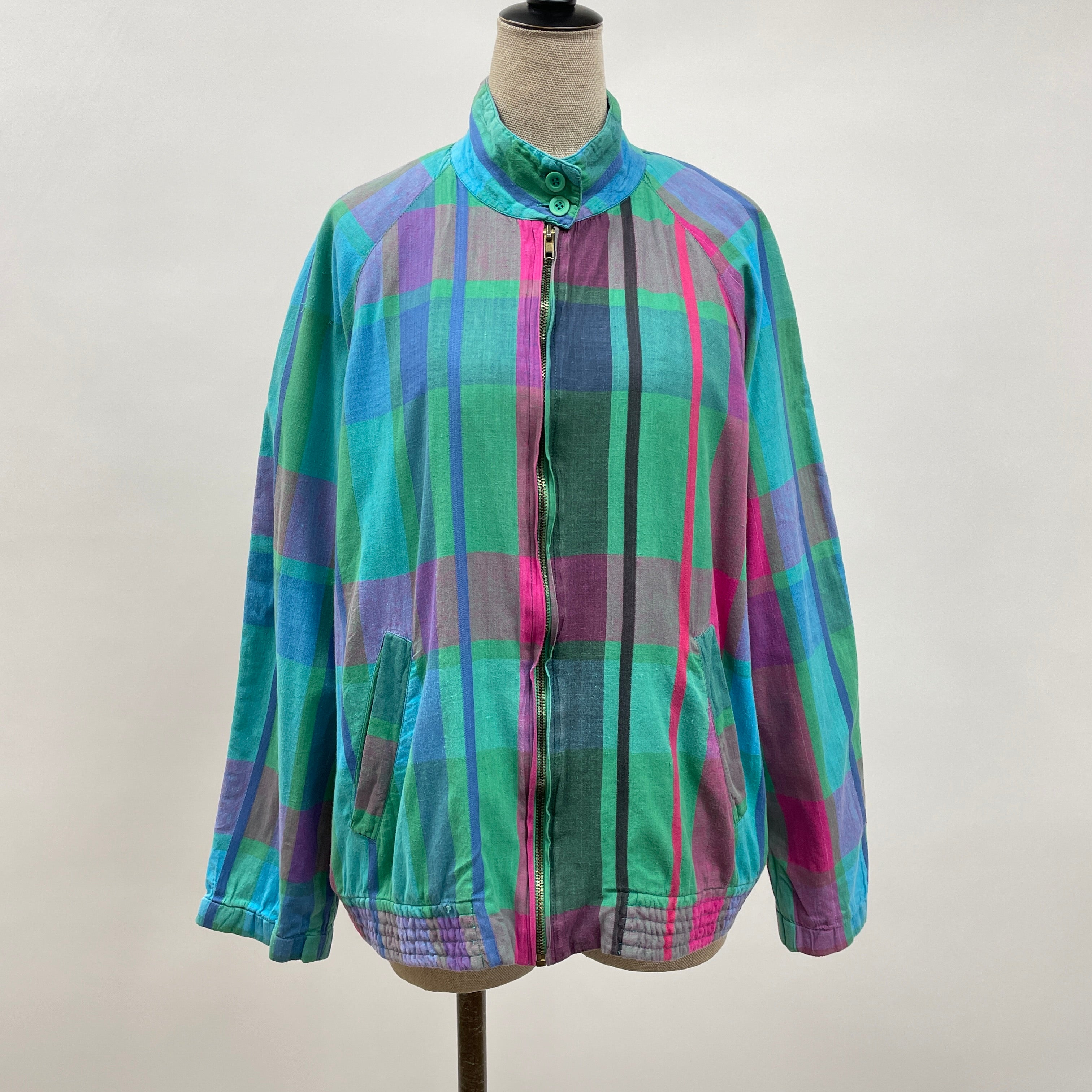 【美品】90s LACOSTE IZOD スイングトップ チェック柄 IZOD LACOSTE アイゾッド ラコステ スウィングトップ 裏地