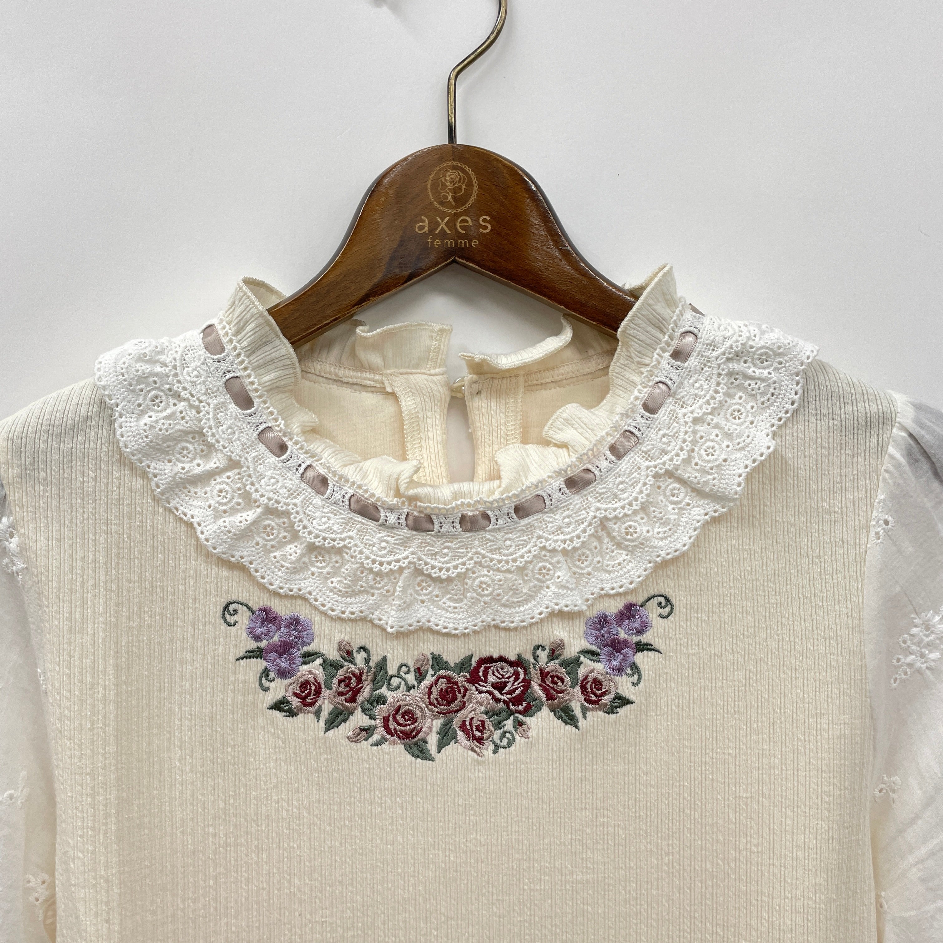 MORI-KEI 古着 axes femme ベロアリボン レース刺繍ワンピ MORI-KEI 古着 axes femme ベロアリボン レース刺繍ワンピ