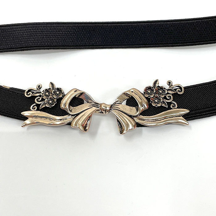 昭和レトロリボン型留め具付きゴムベルトブラック調整不可 調節リトルリボンゴムベルト – PASTEQIDOR