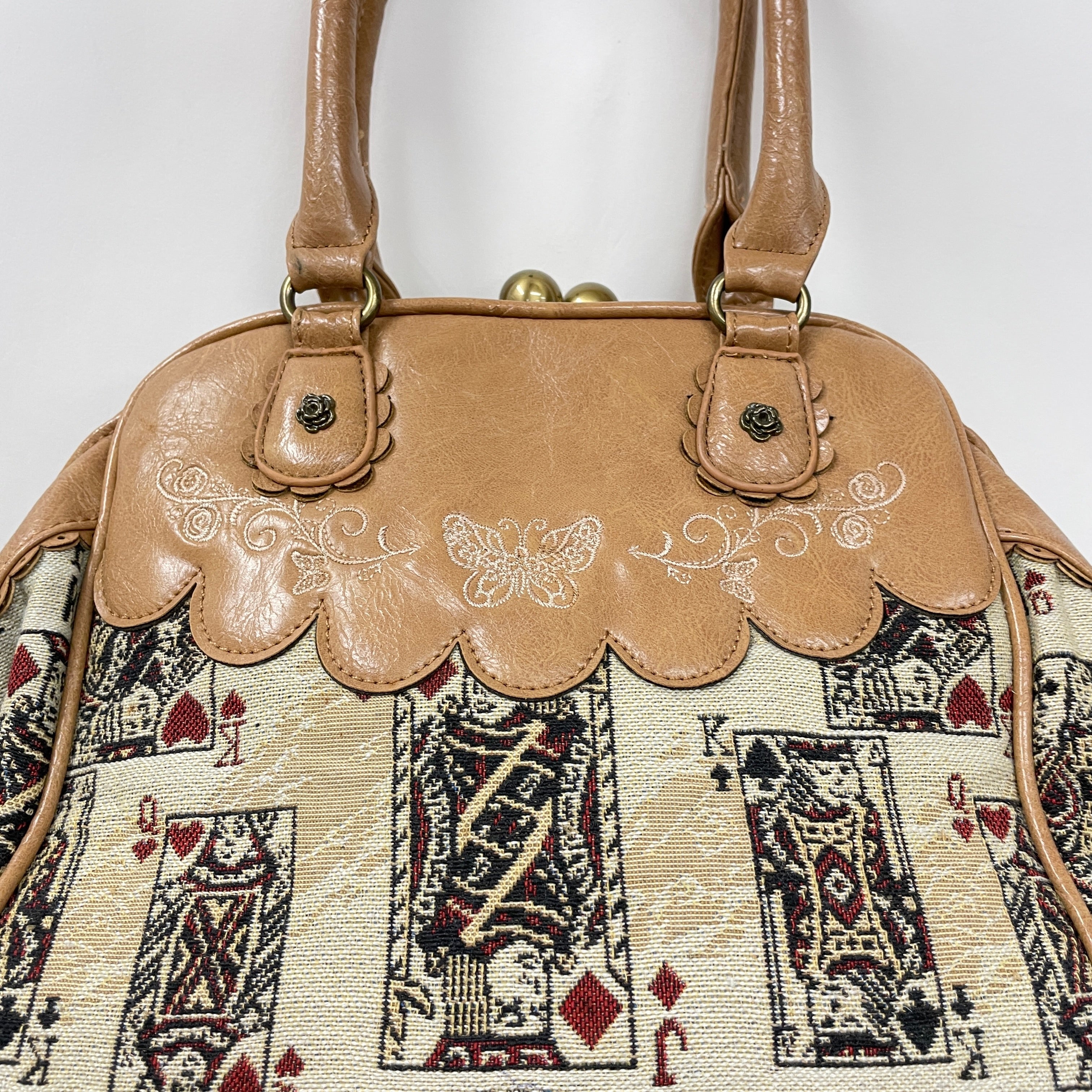 蚤の市 パリ ヴィンテージ フランス アンティーク コブランがま口バッグ 新品 ゴブラン柄 がま口バッグ 花とフルーツ - からん