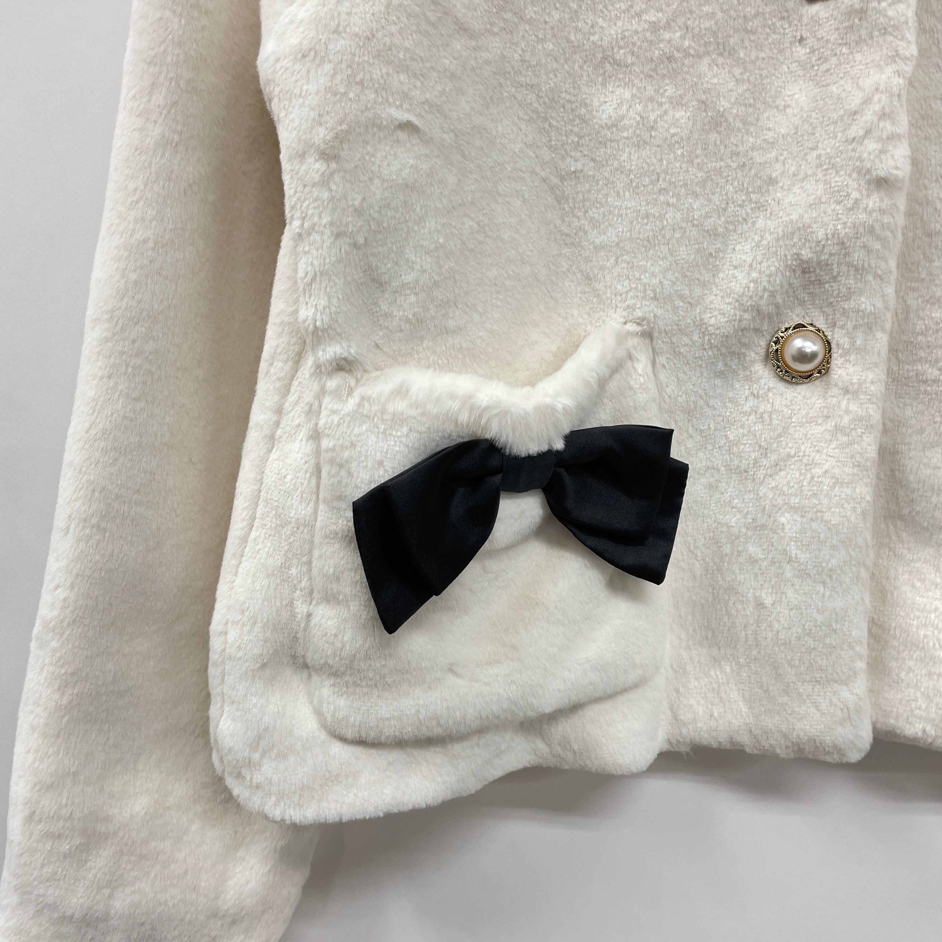 AMAVEL リボンポケットファー コート アイボリー AMAVEL リボンポケットファー コート アイボリー