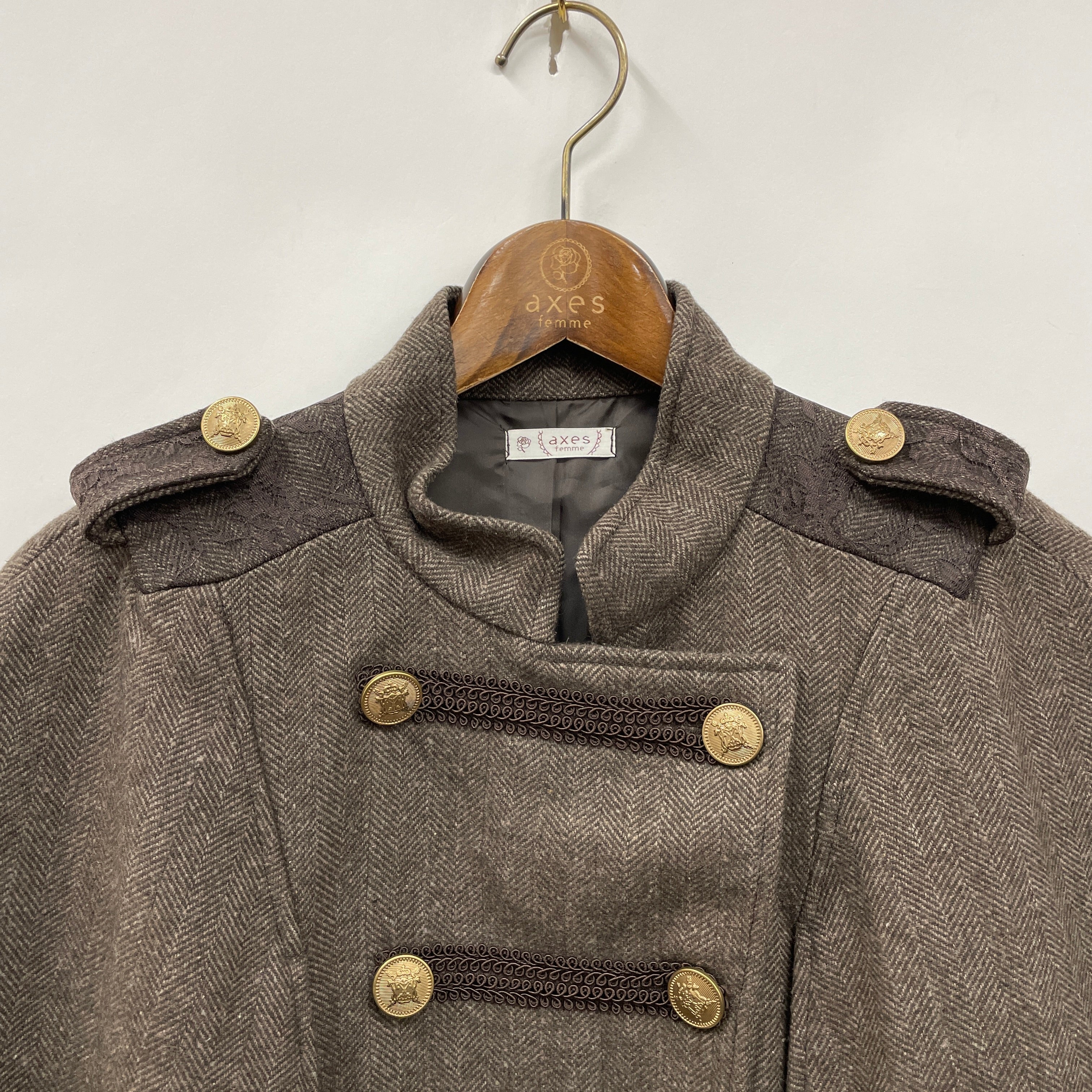 ねむ　　axes femme ナポレオンマント風コート　ネイビー　M twitterで15万いいね!のaxes femmeナポレオンマント風コートが