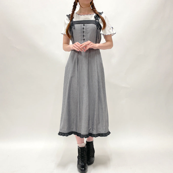 axes femme（アクシーズファム）古着 バラ刺繍ギャザーフリル