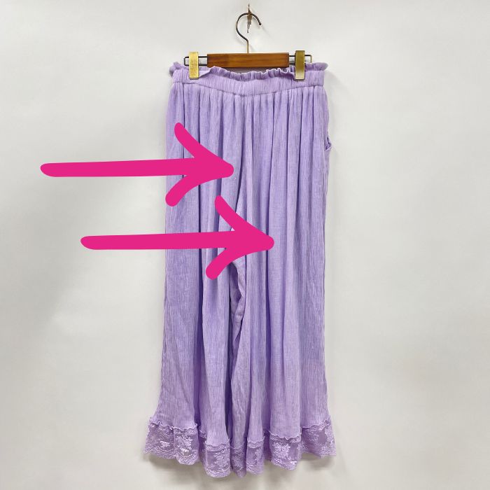 アミティエ amitie 裾レースパンツ 紫 axes femme（アクシーズファム）古着 裾レース楊柳ワイドパンツ｜パ