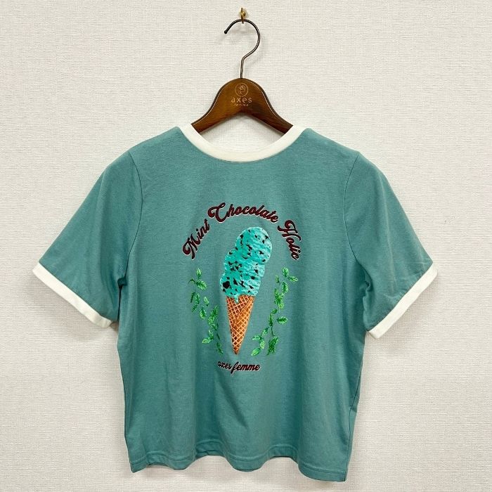 axes femme（アクシーズファム）古着 チョコミントプリントTシャツ｜パ