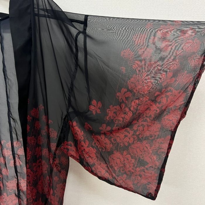 シアー着物 羽織 彼岸花着物 カーディガン和装 彼岸花 羽織 女性 倭物
