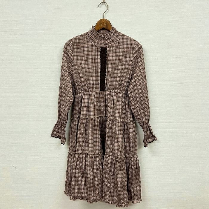 axes femme 古着 チェック柄ハイネックワンピース（レディース古着